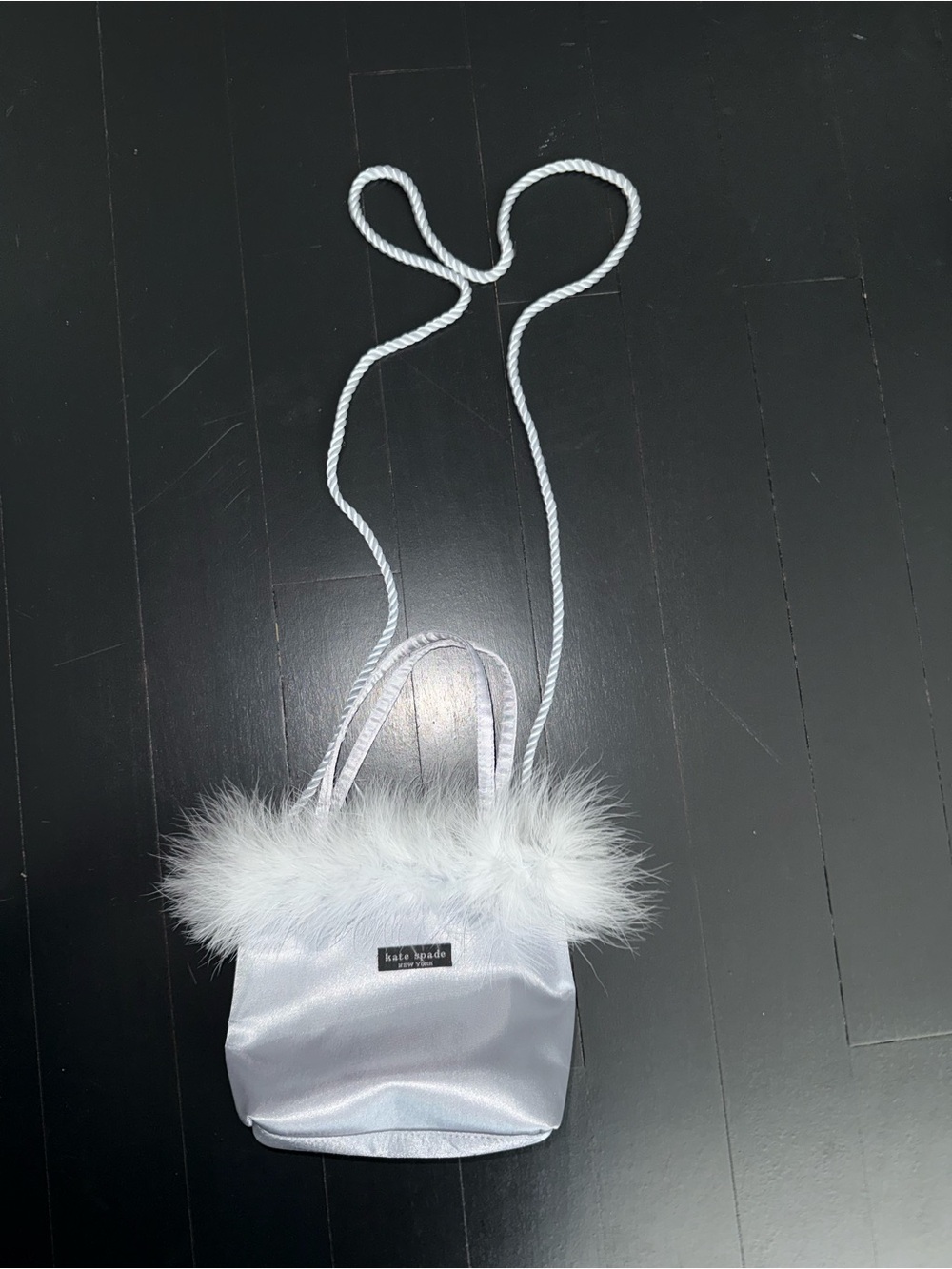 kate spade silver faux-fur trim mini handbag